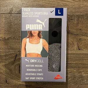 Puma 2-Pack Seamless Sports Bras in Black & Gray